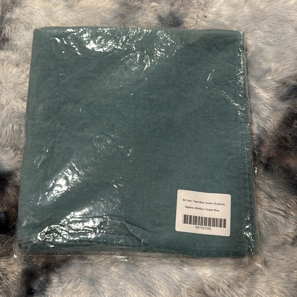 LINGE PARTICULIER TABLE NAPKINS 100% linen OCEAN BLUE 6 PCS made in France - Picture 7 of 8